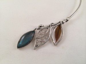 labradorite, filigree and chestnut leaf